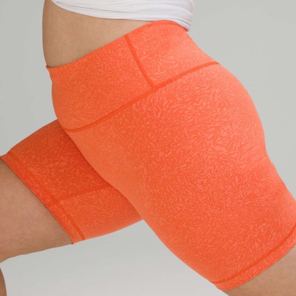 LULULEMON NWT WUNDER TRAIN HIGH RISE BIKE SHORT 8” CRUNCH WARM CORAL - Picture 3 of 9